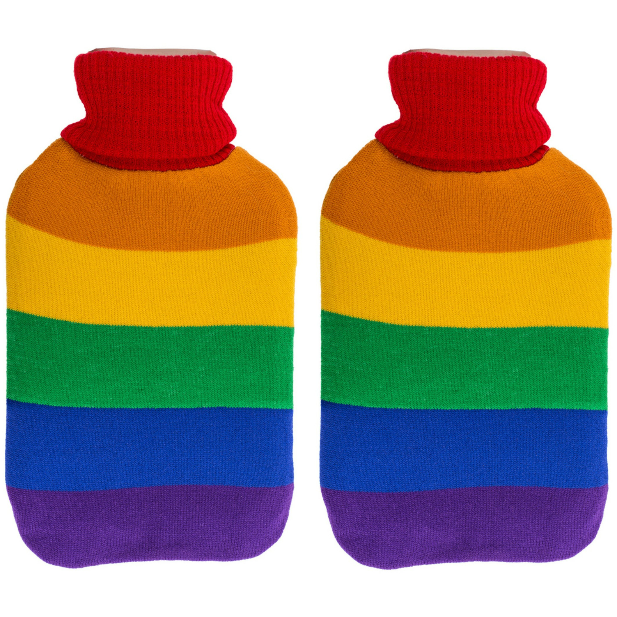 Warmwater kruik 2x Pride-regenboog thema kleuren 2 liter 18 x 34 cm