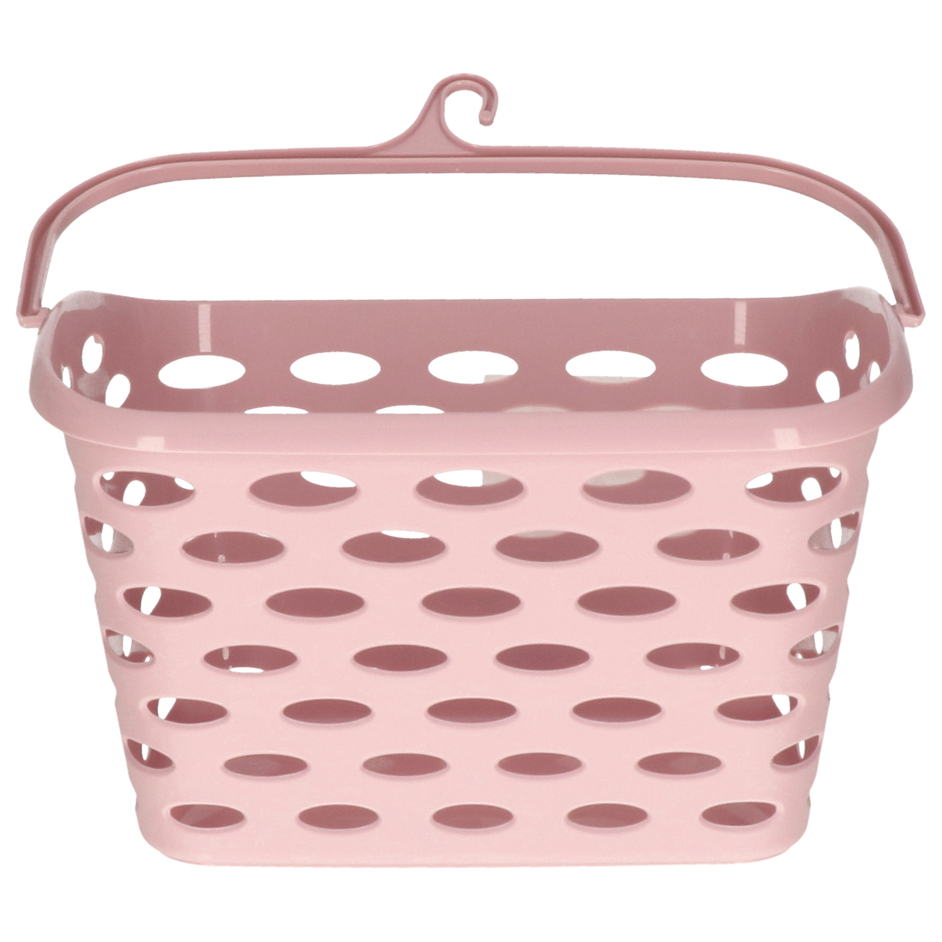Wasknijpers ophang mandje aan haak 26 x 15 x 21 cm oud roze kunststof