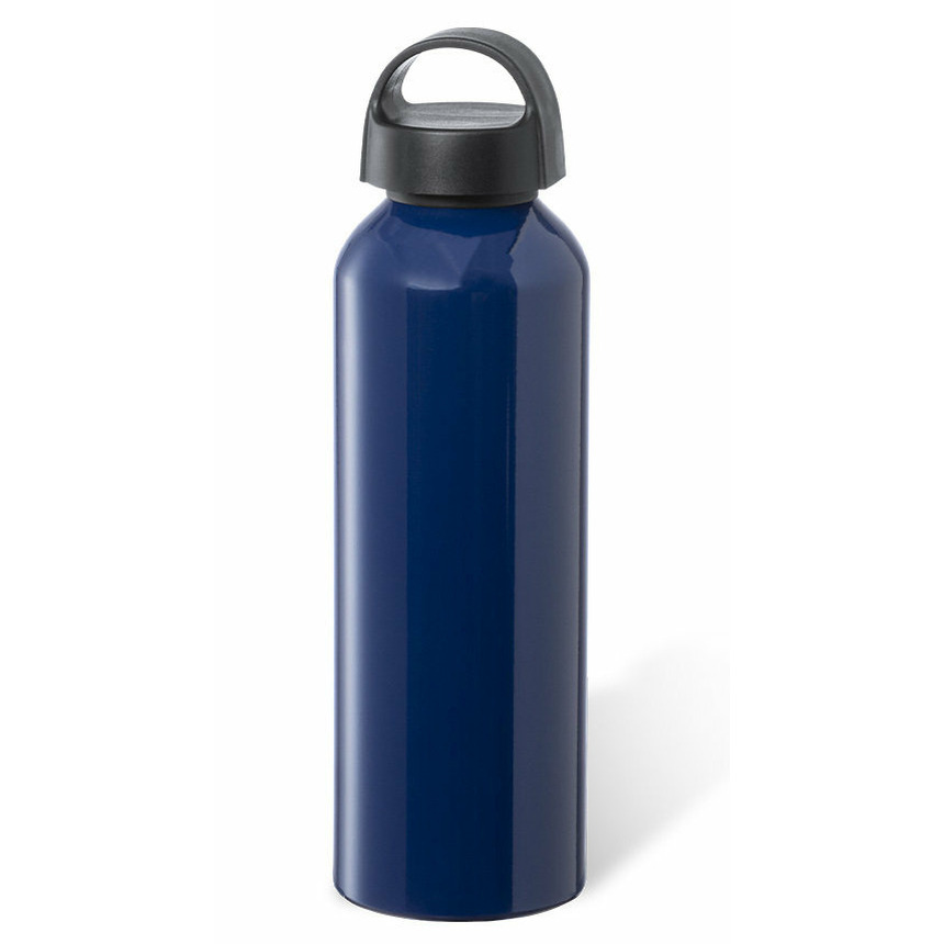 Waterfles / drinkfles / sportfles - glans donkerblauw - aluminium - 800 ml - schroefdop -