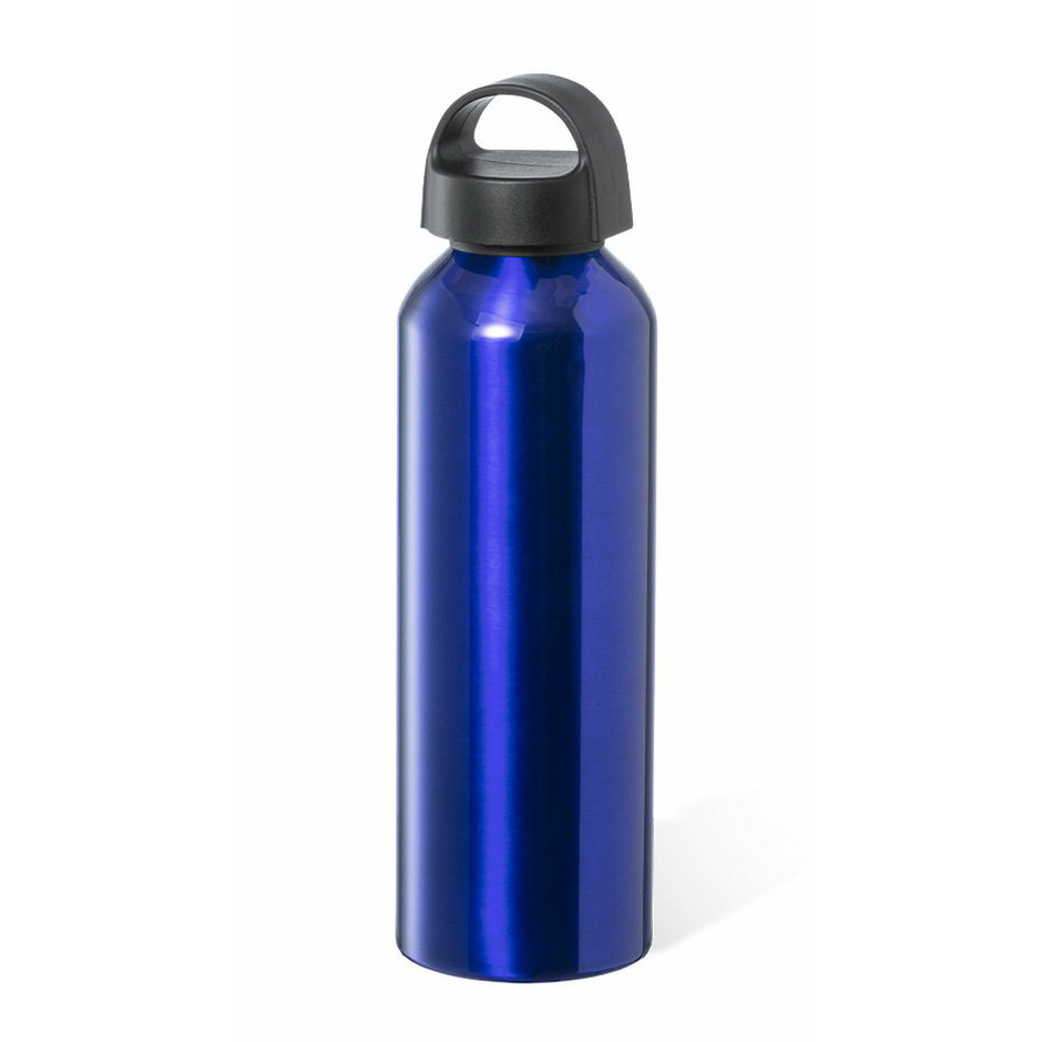 Waterfles / drinkfles / sportfles - metallic blauw - aluminium - 800 ml - schroefdop -