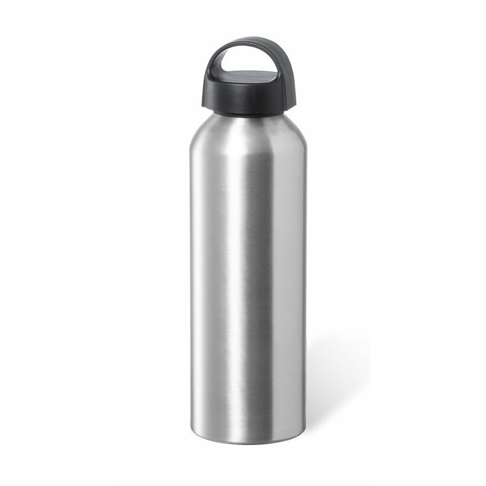 Waterfles / drinkfles / sportfles - metallic zilver - aluminium - 800 ml - schroefdop -