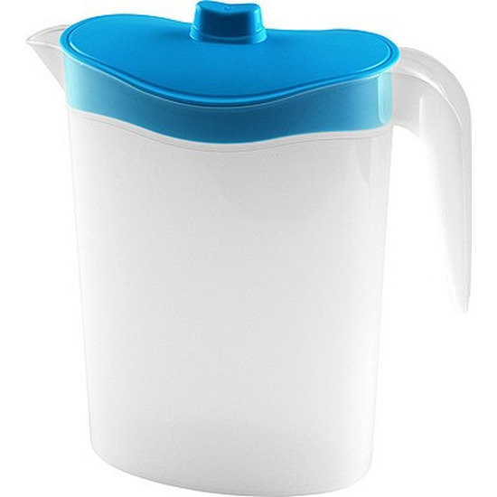 Hega Hogar Waterkan/sapkan met blauw deksel 1,5 liter kunststof -