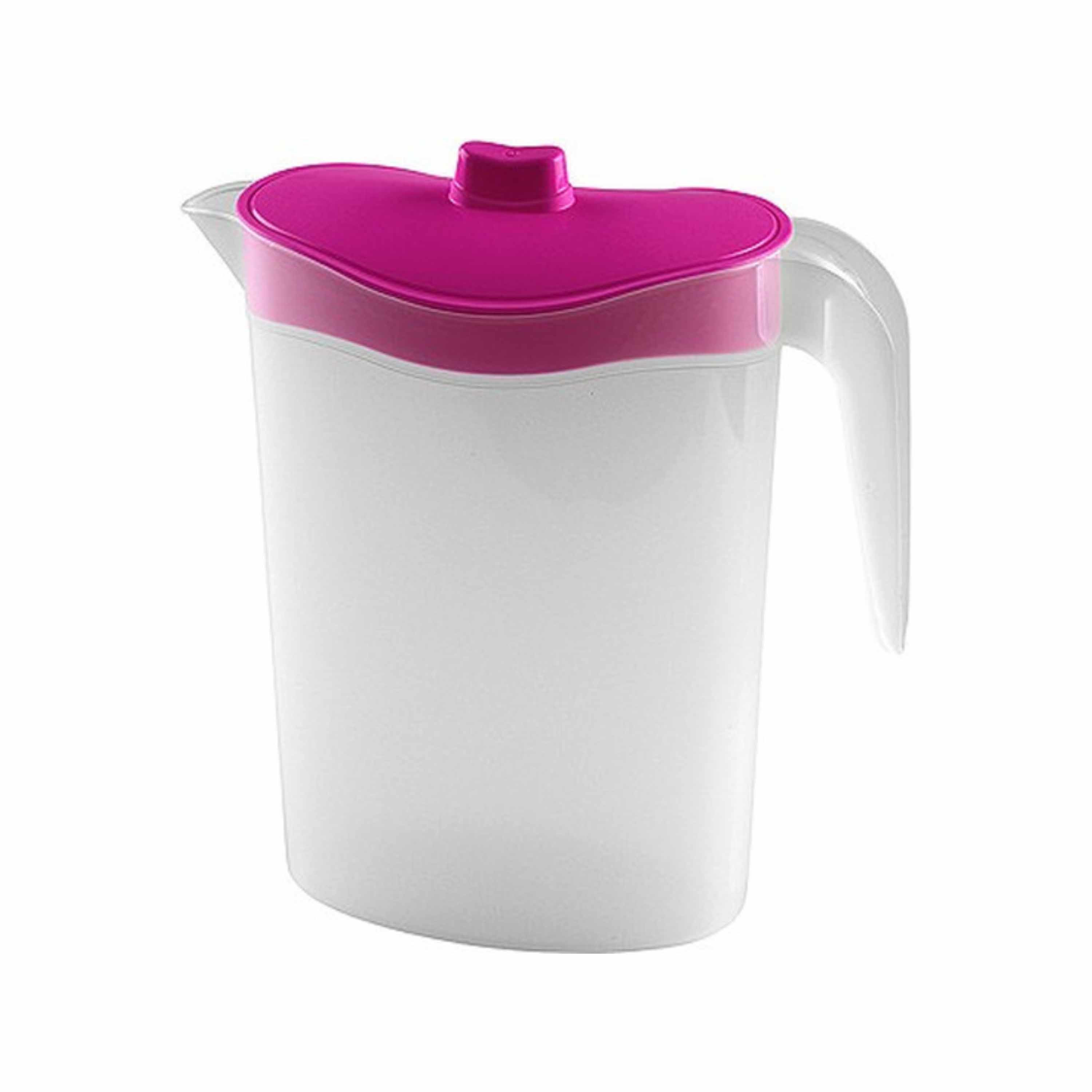 Hega Hogar Waterkan/sapkan met roze deksel 1,5 liter kunststof -