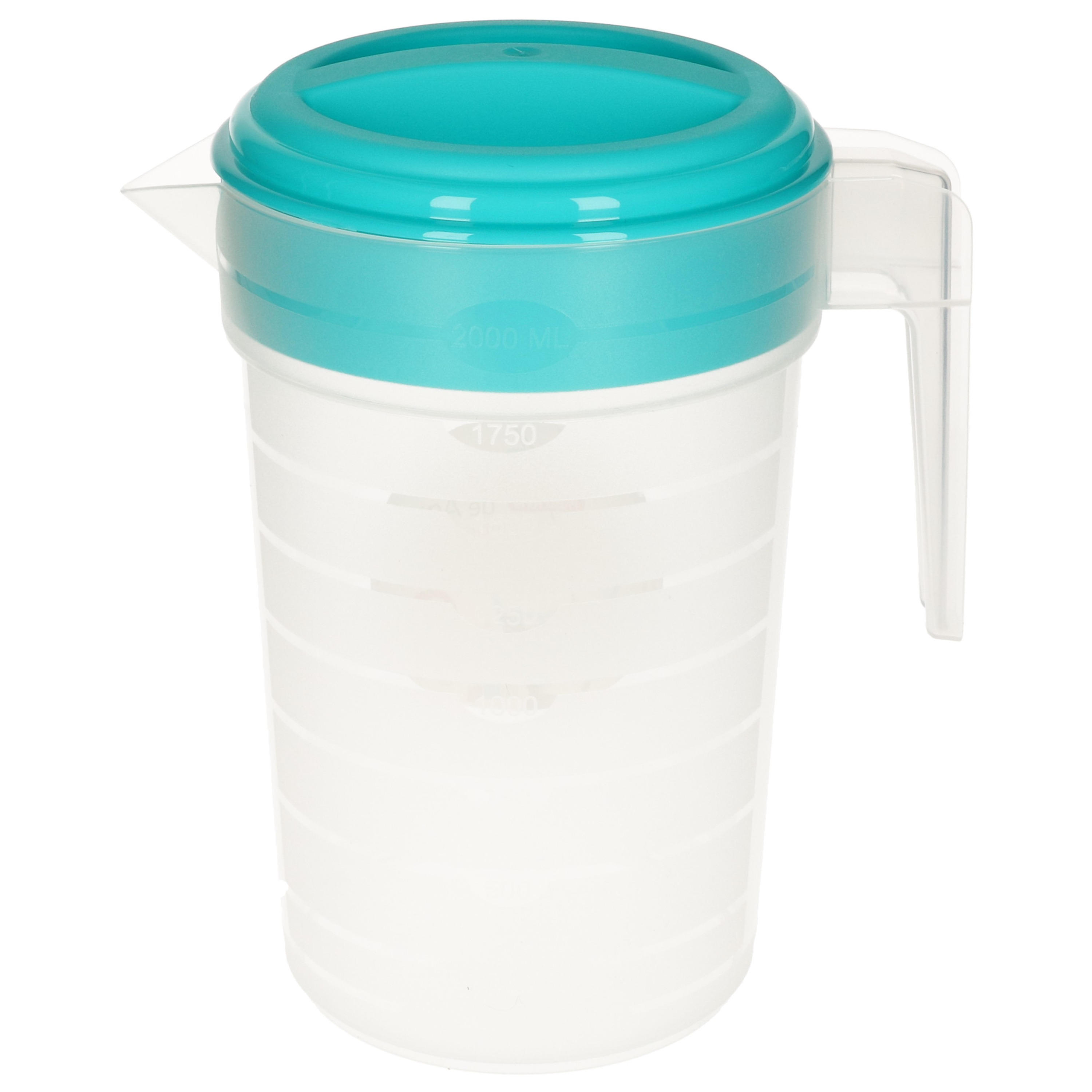 PlasticForte Waterkan/sapkan transparant/blauw met deksel 2 liter kunststof -