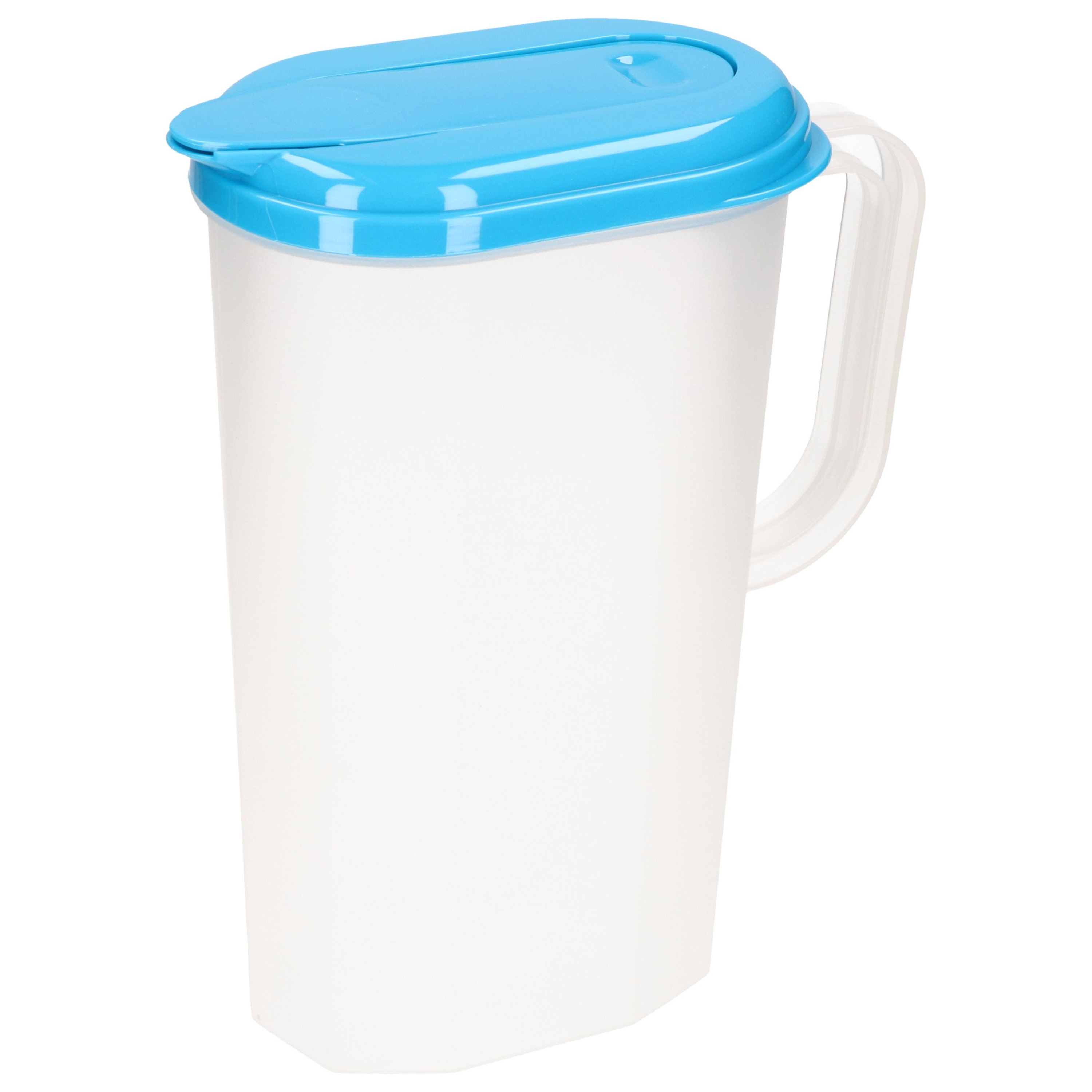 PlasticForte Waterkan/sapkan transparant/blauw met deksel 2 liter kunststof -