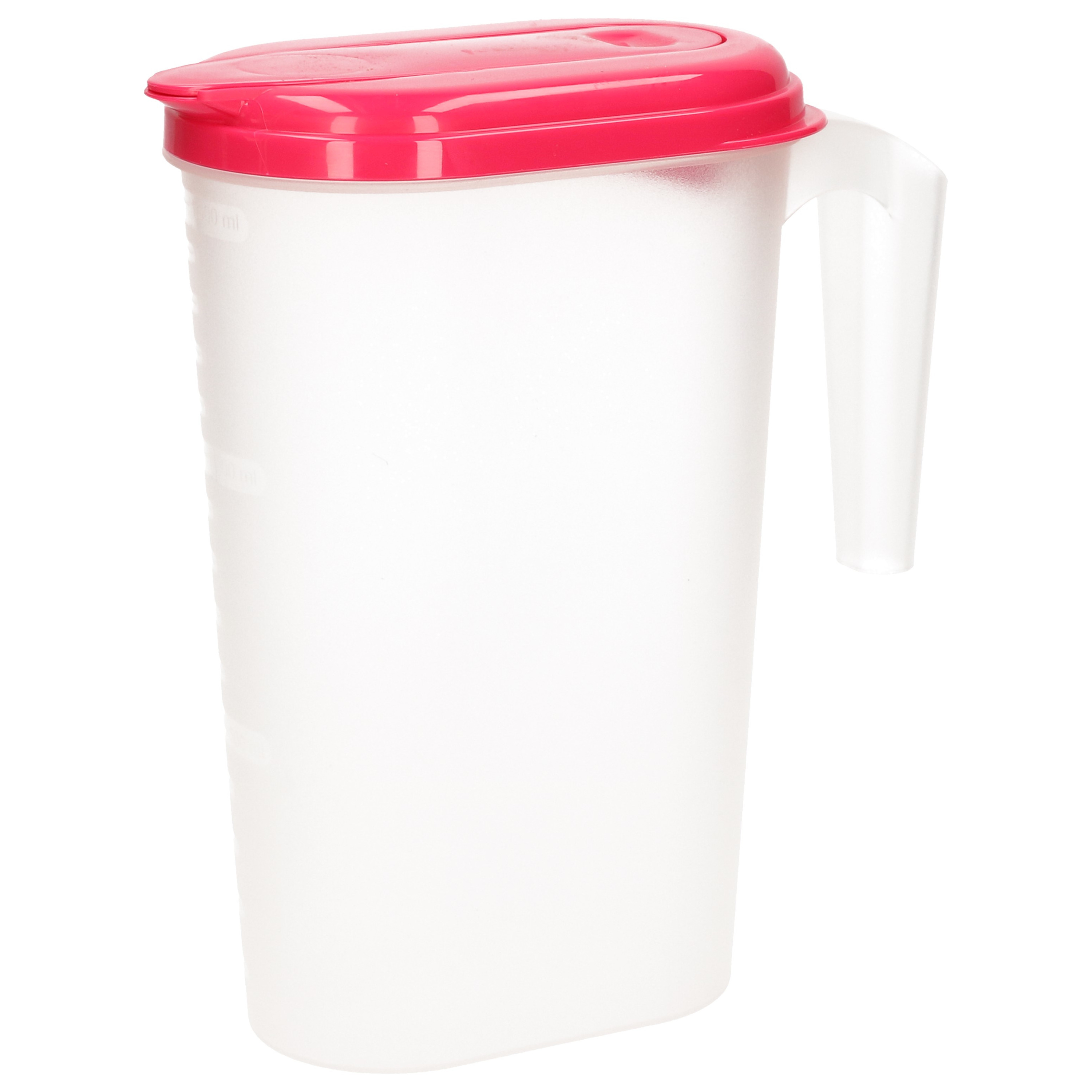 PlasticForte Waterkan/sapkan transparant/fuschia roze met deksel 1.6 liter kunststof -