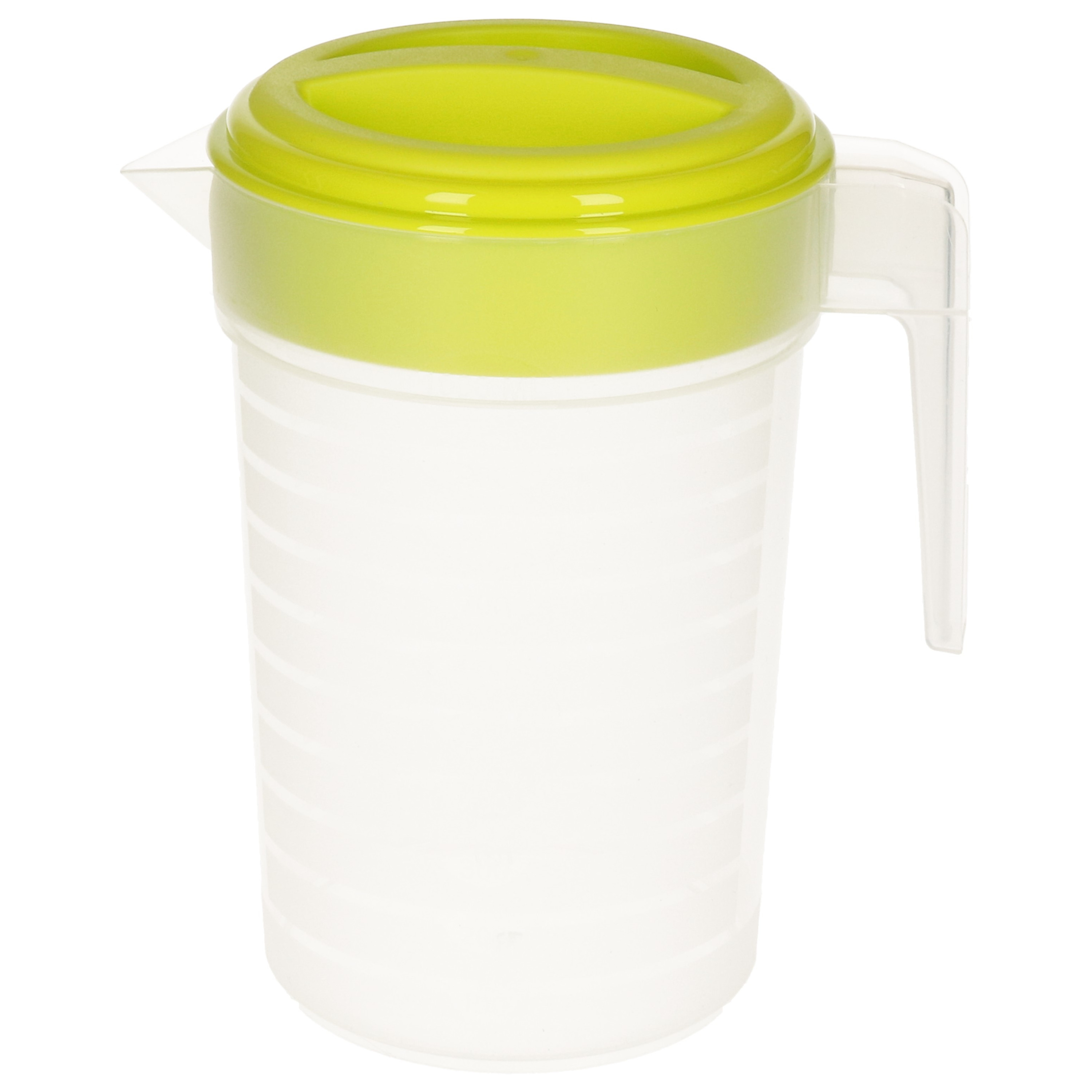 PlasticForte Waterkan/sapkan transparant/groen met deksel 1 liter kunststof -
