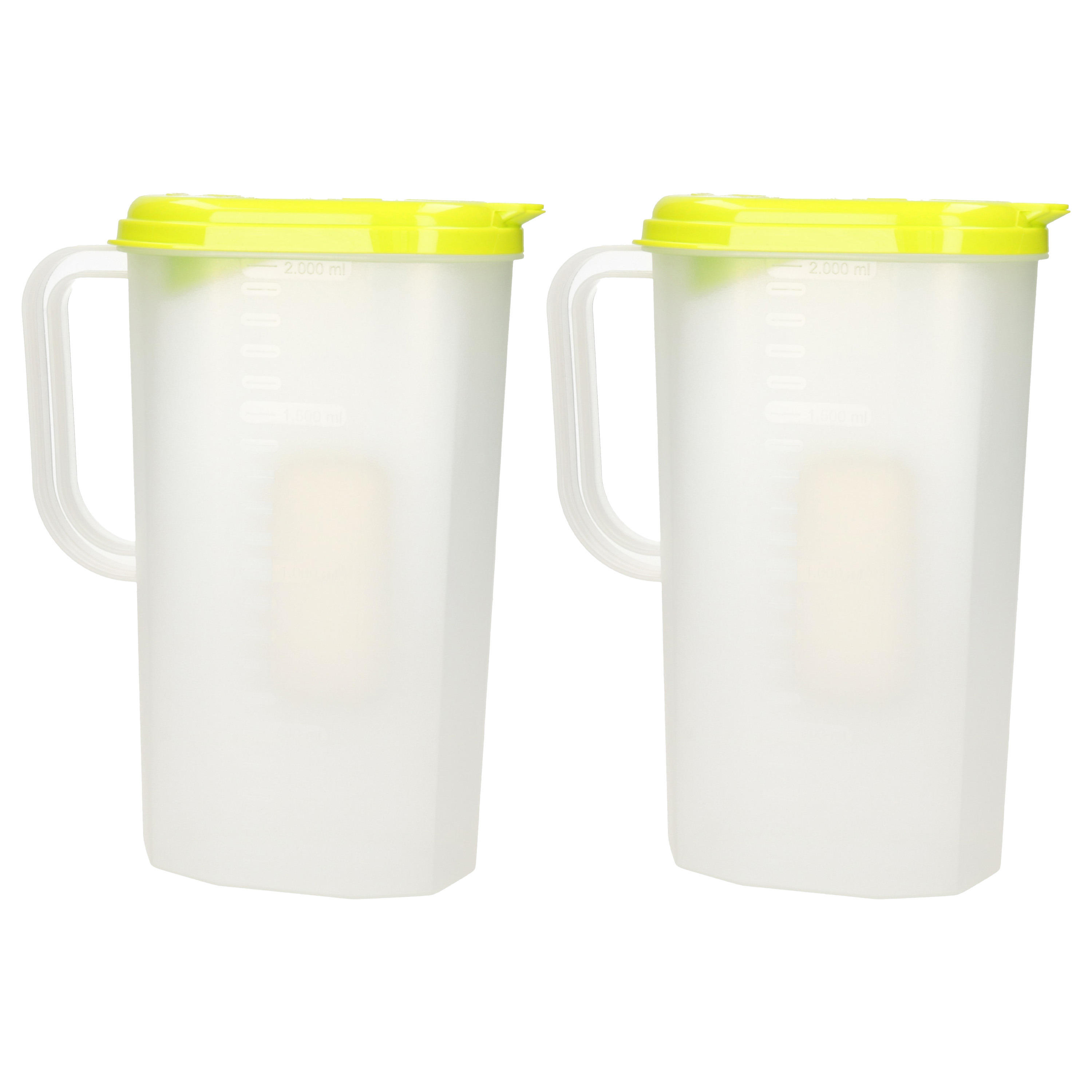 PlasticForte Waterkan/sapkan transparant/groen met deksel 2 liter kunststof -