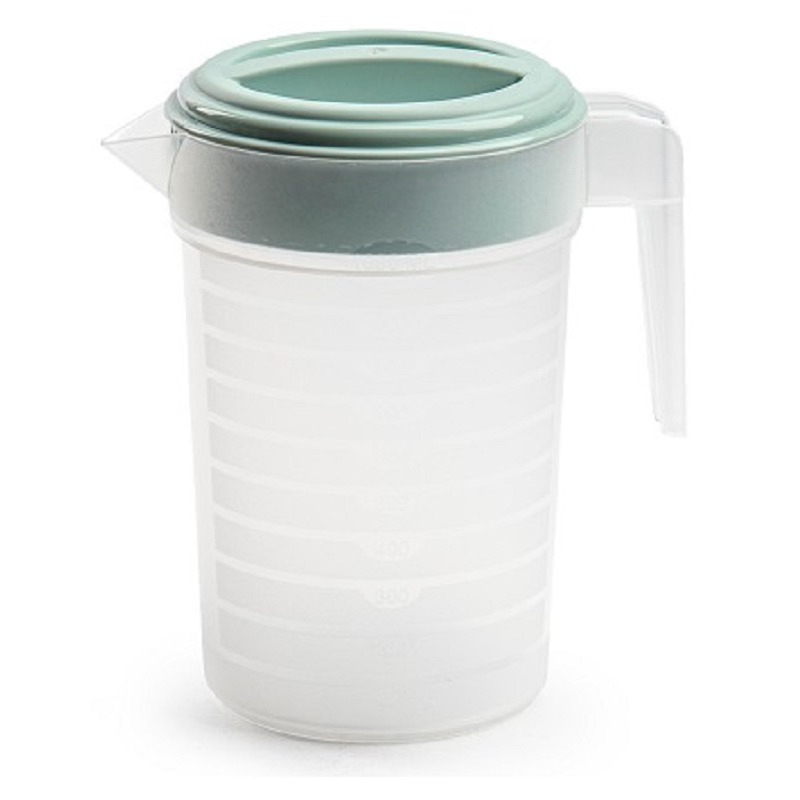 PlasticForte Waterkan/sapkan transparant/mintgroen met deksel 1 liter kunststof -