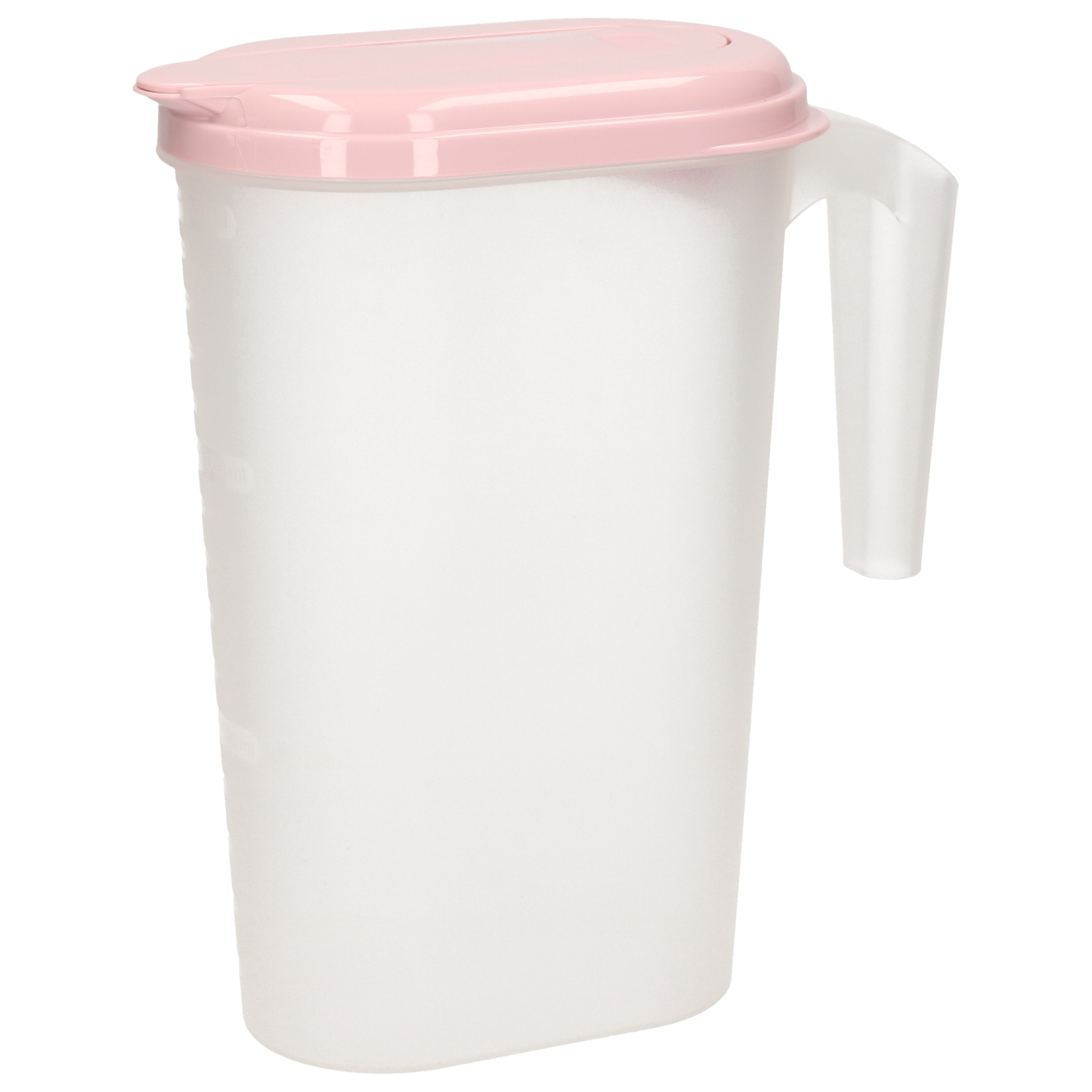 PlasticForte Waterkan/sapkan transparant/roze met deksel 1.6 liter kunststof -