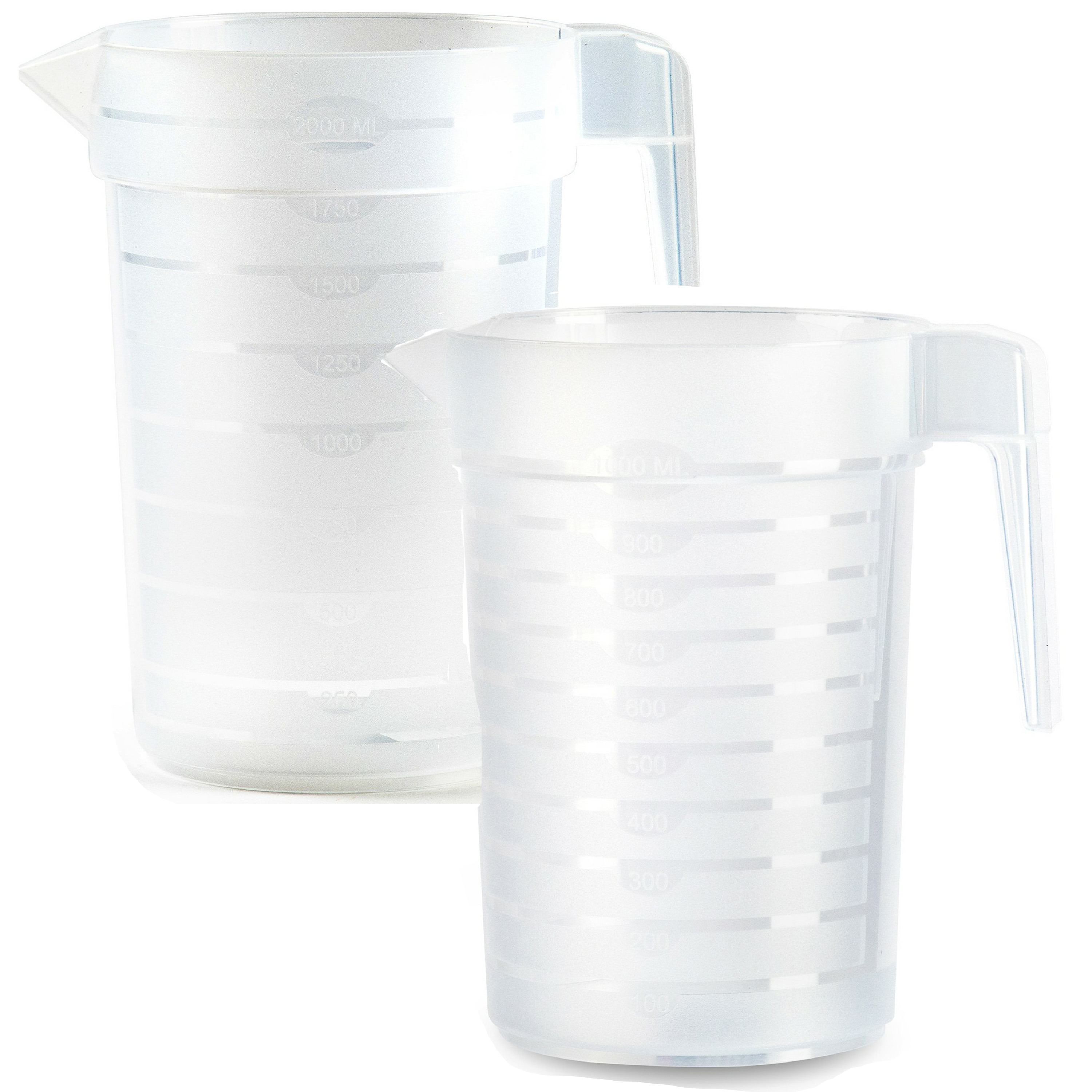 PlasticForte Waterkan/schenkkan - 2x - transparant - 1 en 2 liter - kunststof -