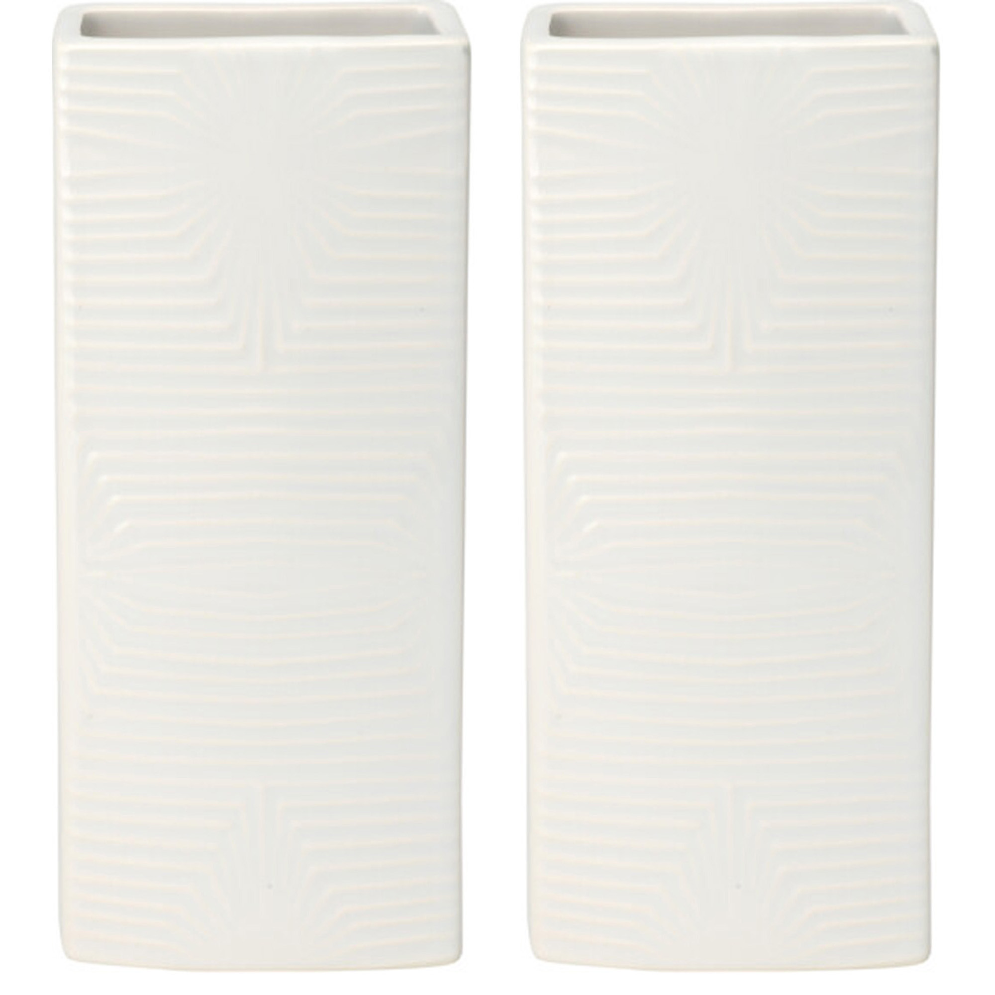 Waterverdamper radiator 2x ivoor wit met relief kunststeen 18 cm luchtbevochtiger