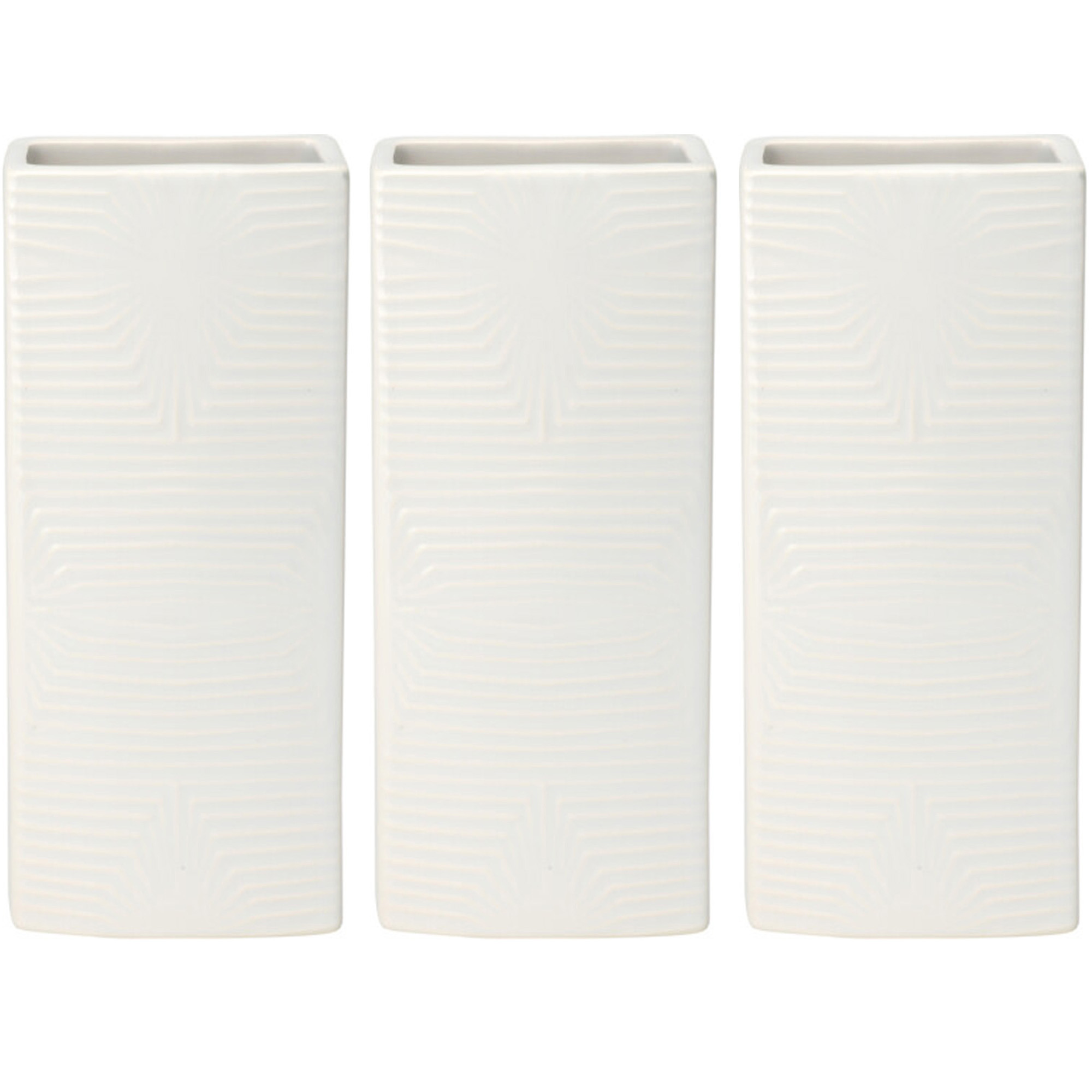 Waterverdamper radiator 3x ivoor wit met relief kunststeen 18 cm luchtbevochtiger