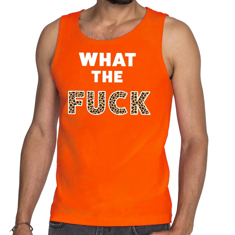 What the Fuck tijgerprint tanktop-mouwloos shirt oranje heren
