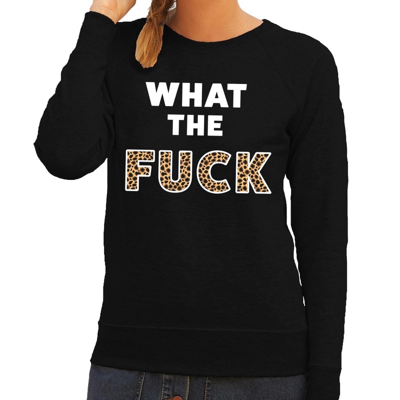 What the Fuck tijgerprint tekst sweater zwart voor dames