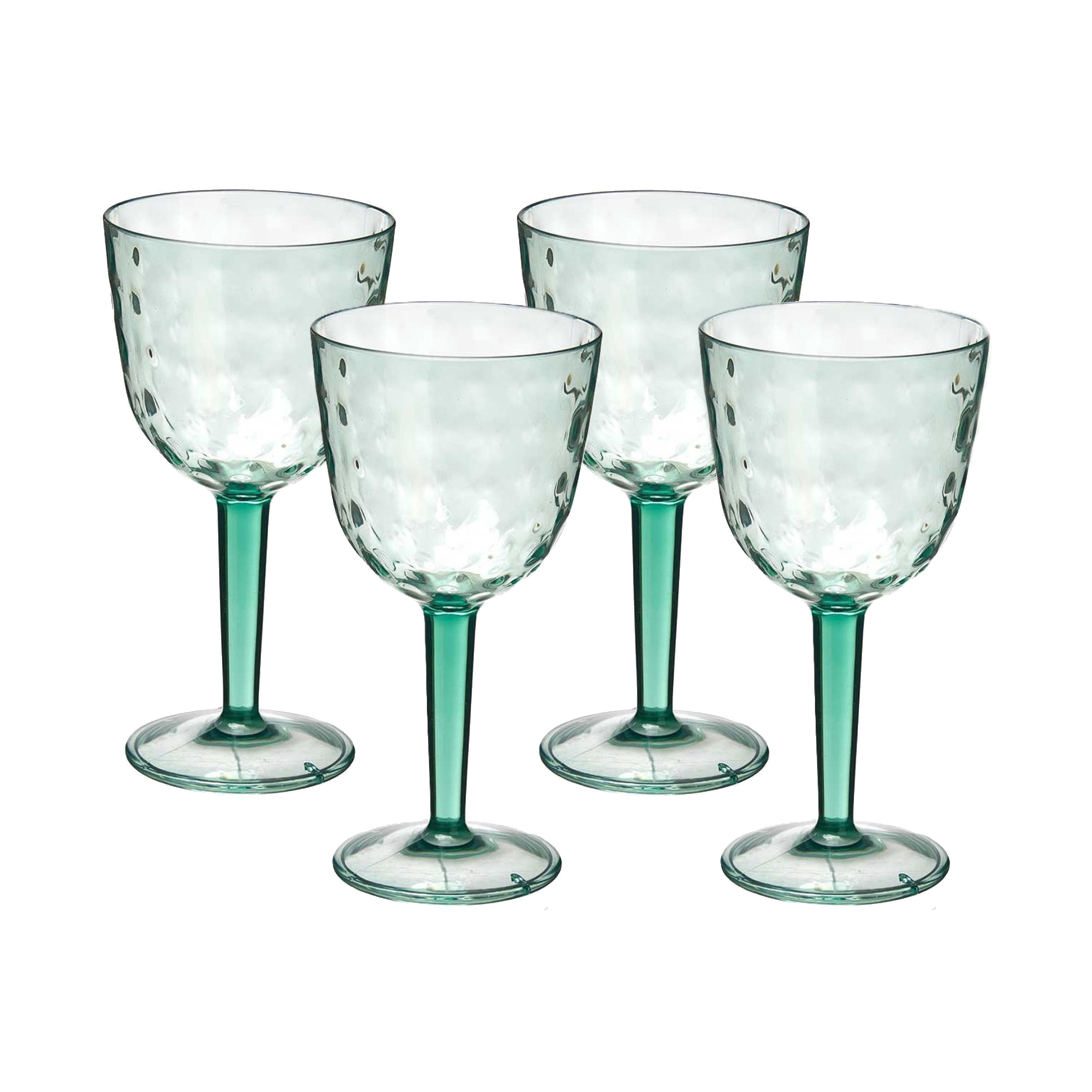 Leknes Wijnglas Gloria - 4x - transparant groen - onbreekbaar kunststof - 450 ml -