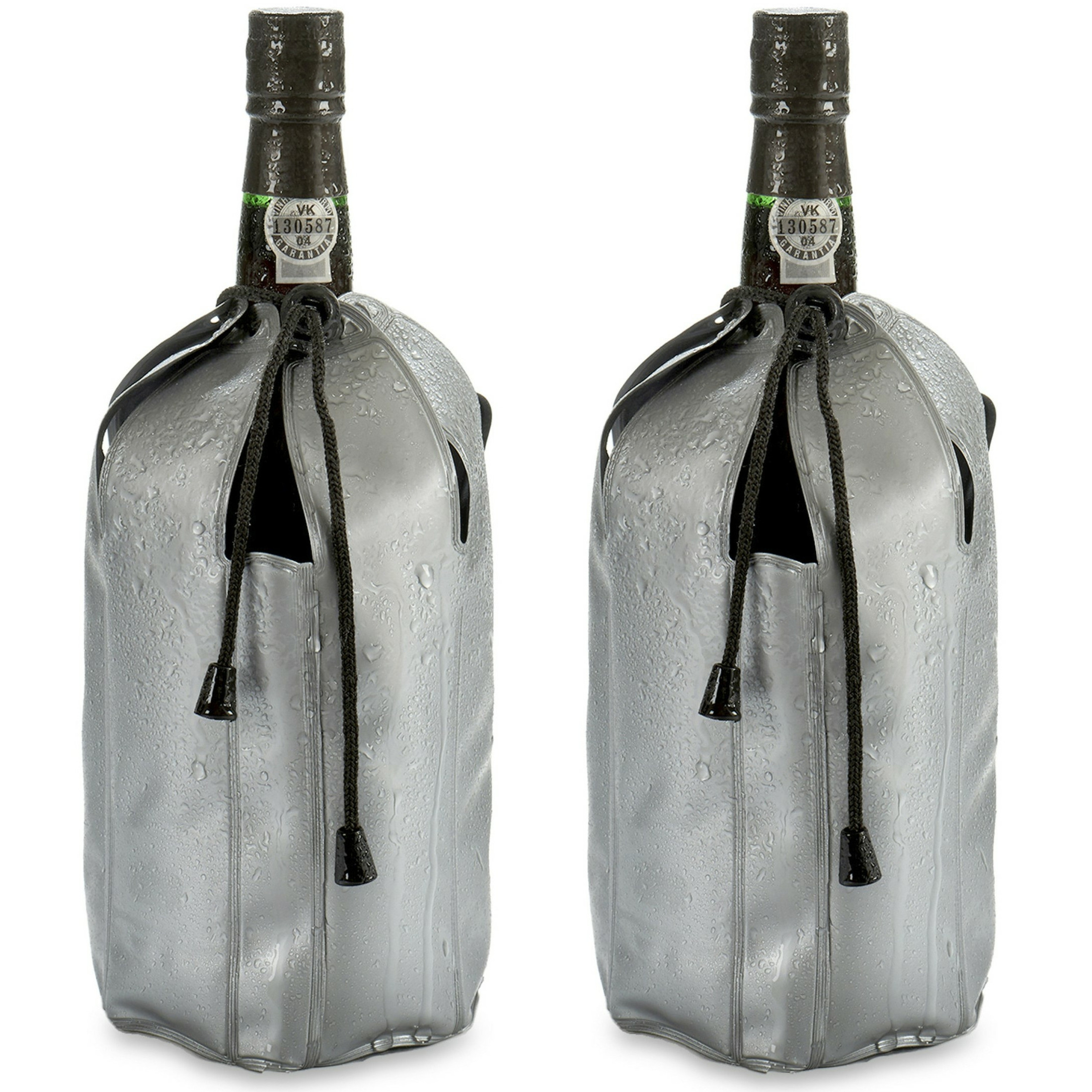 Wijnkoeler-flessenkoeler-koelhoud hoesje 2x voor flessen wijn-water-champagne 25 cm