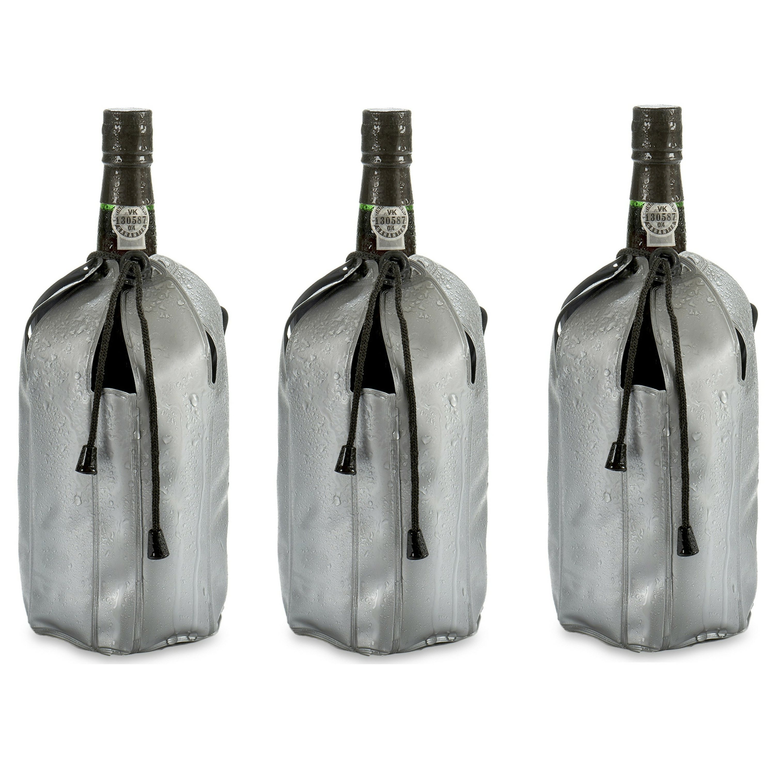 Wijnkoeler-flessenkoeler-koelhoud hoesje 3x voor flessen wijn-water-champagne 25 cm