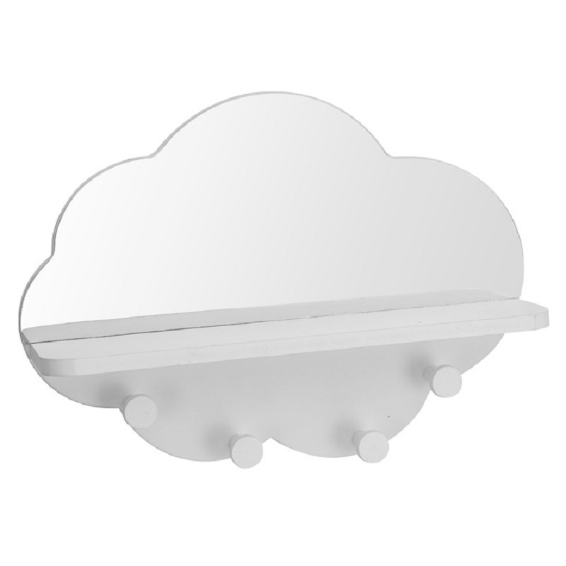 Merkloos Witte kapstok met spiegel wolk vorm cm kinderkamer accessoires -