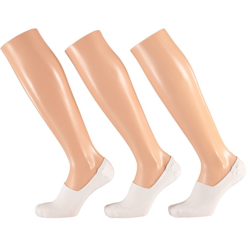 Witte sneaker sokken met siliconen hiel voor heren 3 pak 42-47