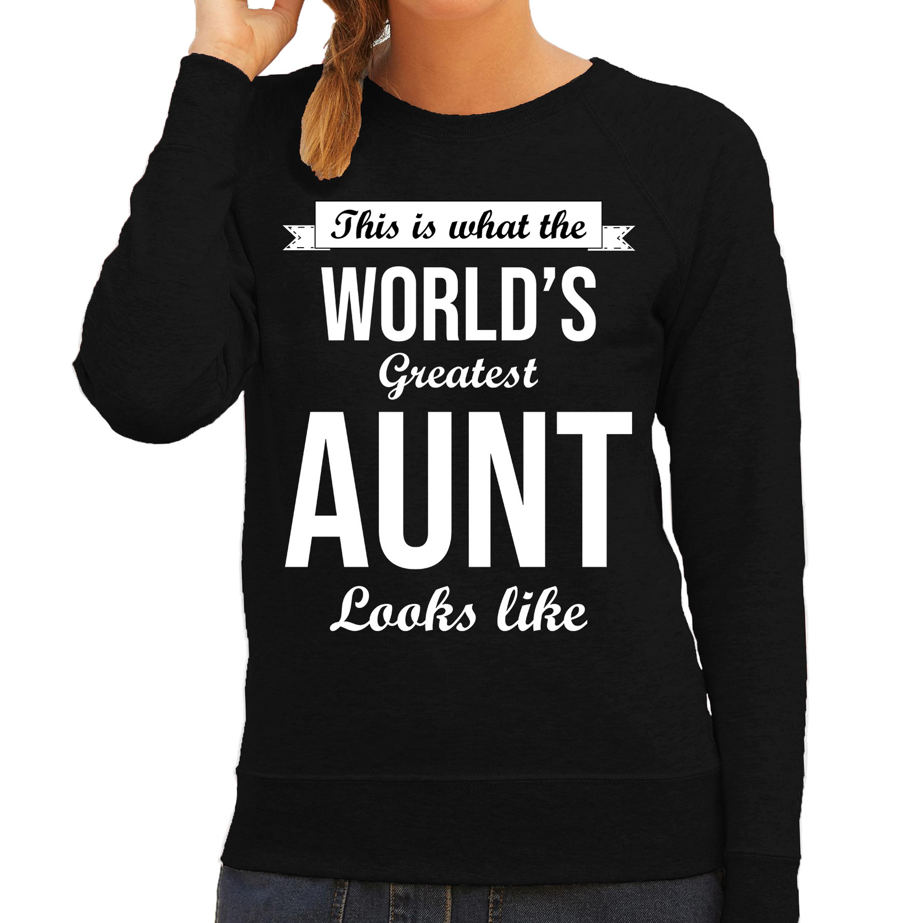 Worlds greatest aunt-tante cadeau sweater zwart voor dames