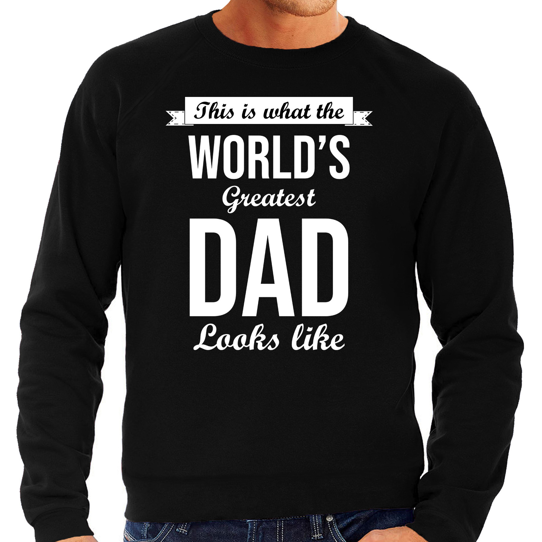 Worlds greatest dad cadeau sweater zwart voor heren