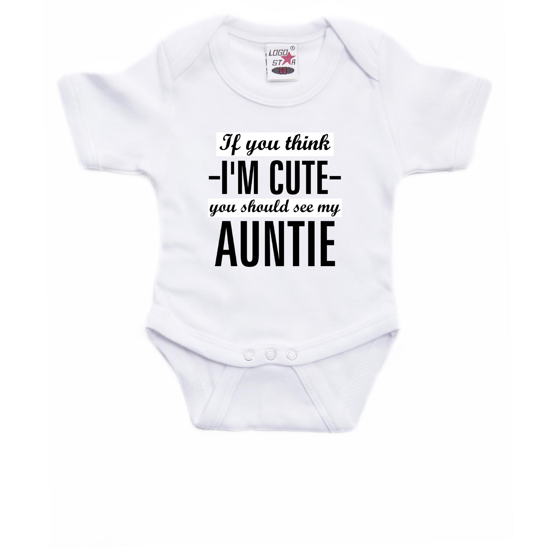 You think I am cute see my auntie cadeau baby tante rompertje wit jongen-meisje