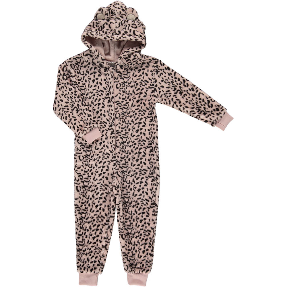 Zachte luipaard-cheetah print onesie voor dames roze maat L-XL