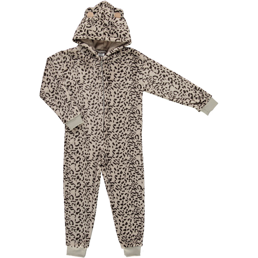 Zachte luipaard-cheetah print onesie voor dames wit maat L-XL