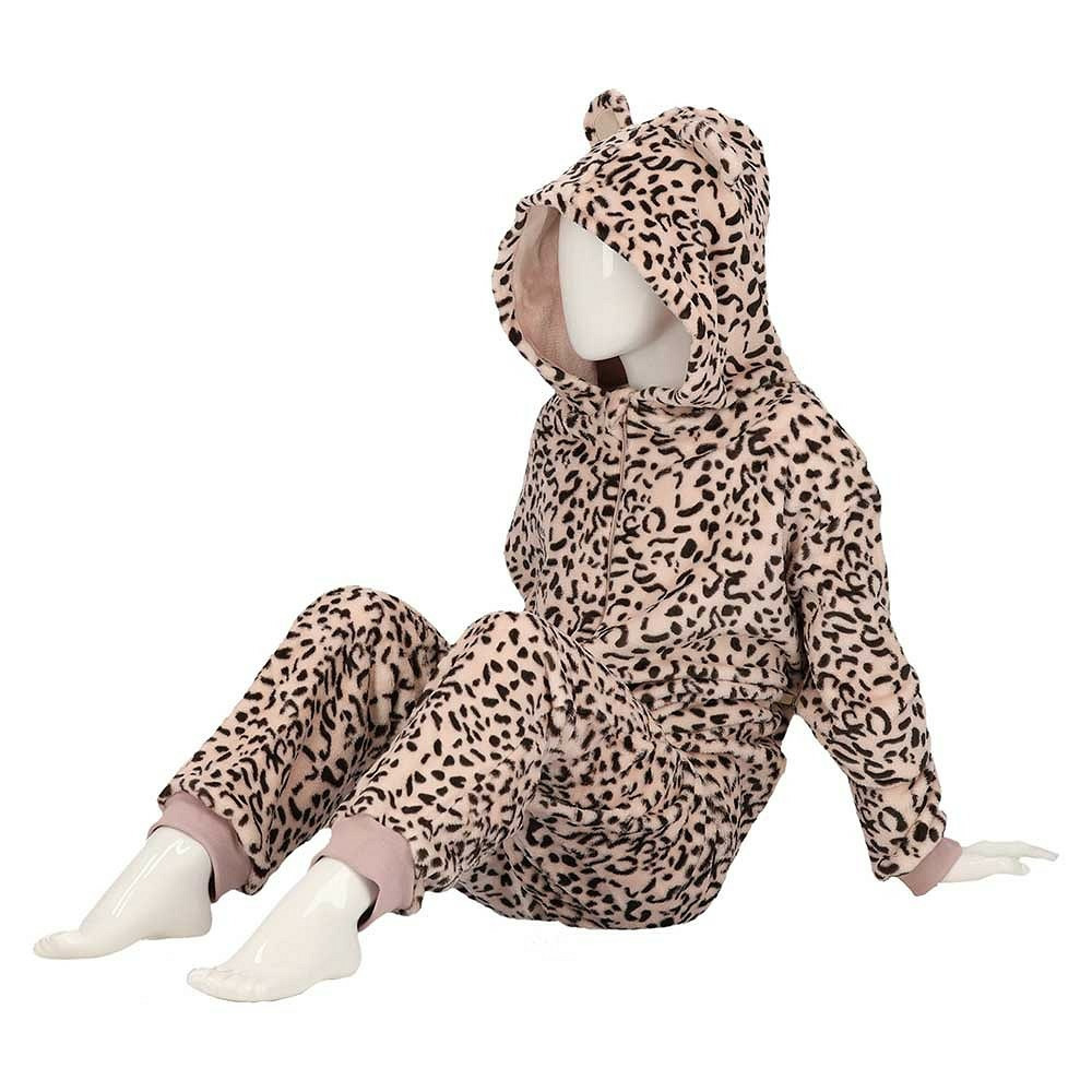 Zachte luipaard-cheetah print onesie voor kinderen roze maat 146-158