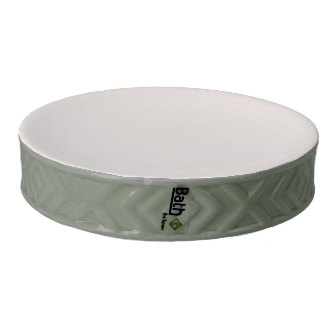 Zeephouder-zeepbakje groen-wit keramiek 10 cm