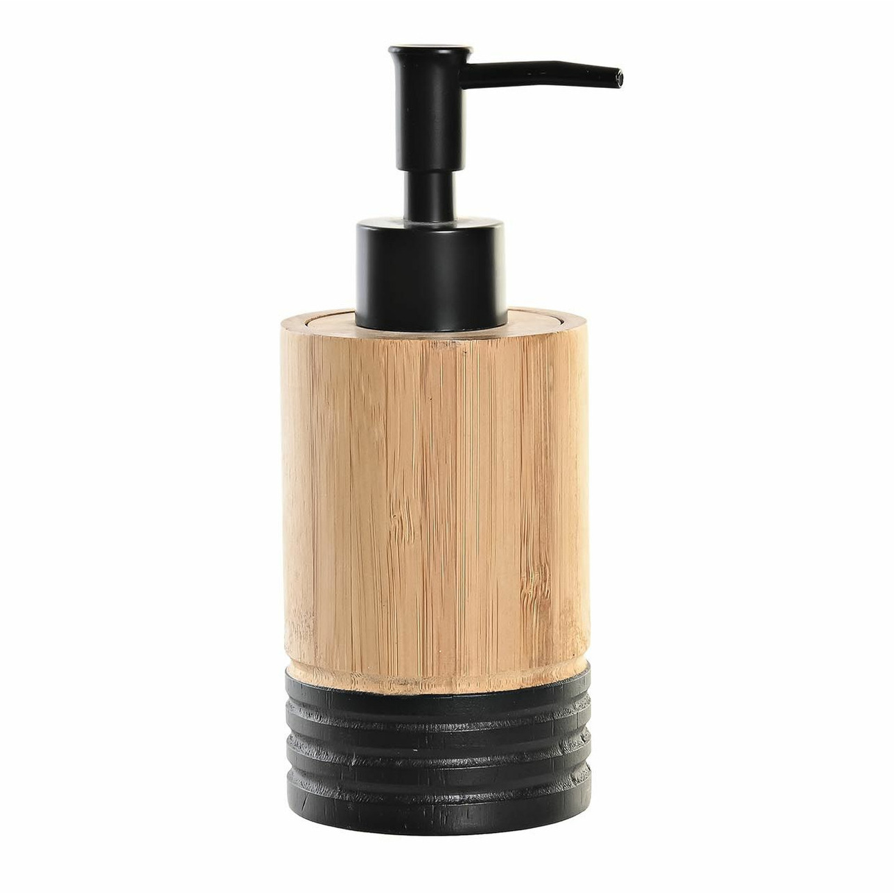 Zeeppompje-dispenser bruin-zwart bamboe hout 7 x 17 cm