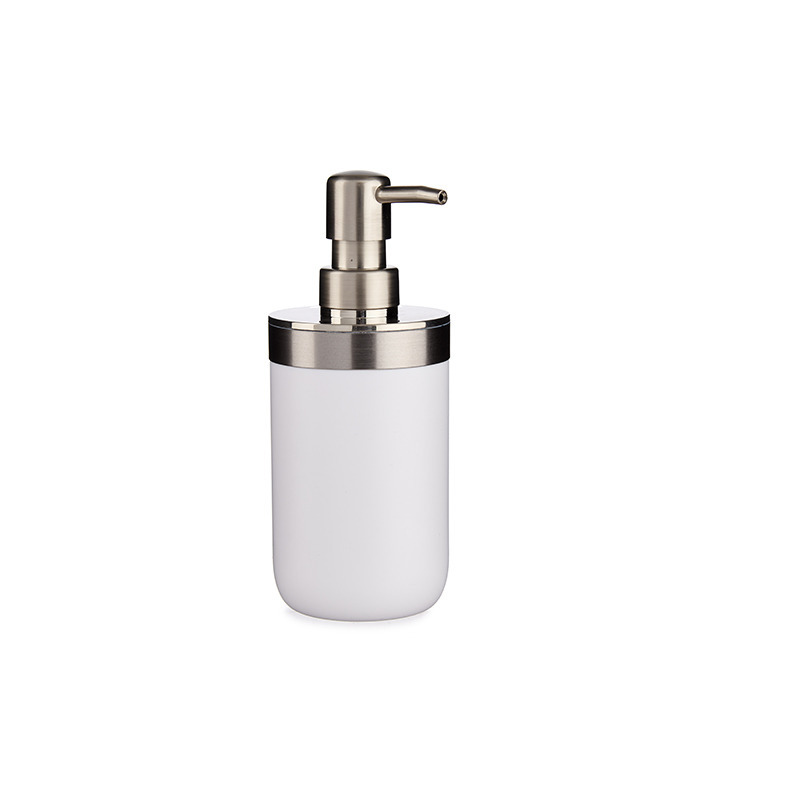 Zeeppompje-dispenser roestvrij metaal wit-zilver 350 ml met formaat 9 x 8 x 17 cm