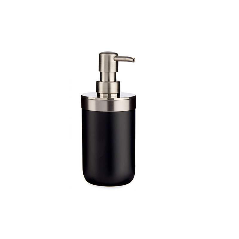 Zeeppompje-dispenser roestvrij metaal zwart-zilver 350 ml met formaat 9 x 8 x 17 cm