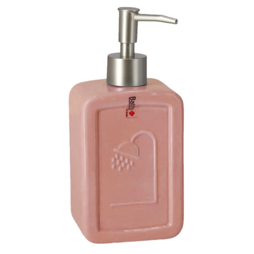 Zeeppompje-zeepdispenser roze keramiek 18 cm