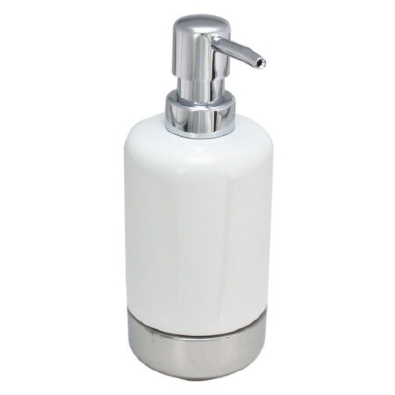 Zeeppompje-zeepdispenser wit-zilver keramiek 300 ml