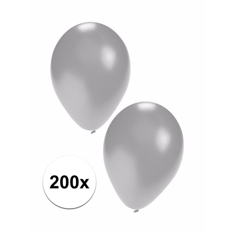 Zilveren ballonnen 200 stuks -