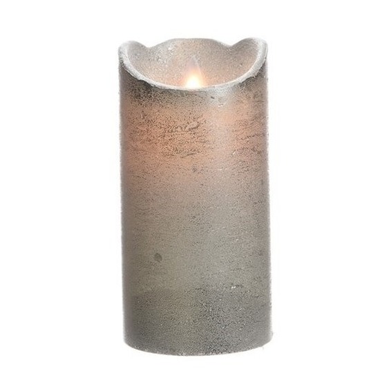 Zilveren LED kaarsen-stompkaarsen 15 cm flakkerend
