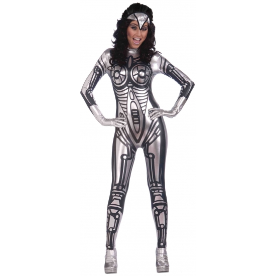 Zilveren robot jumpsuit voor dames