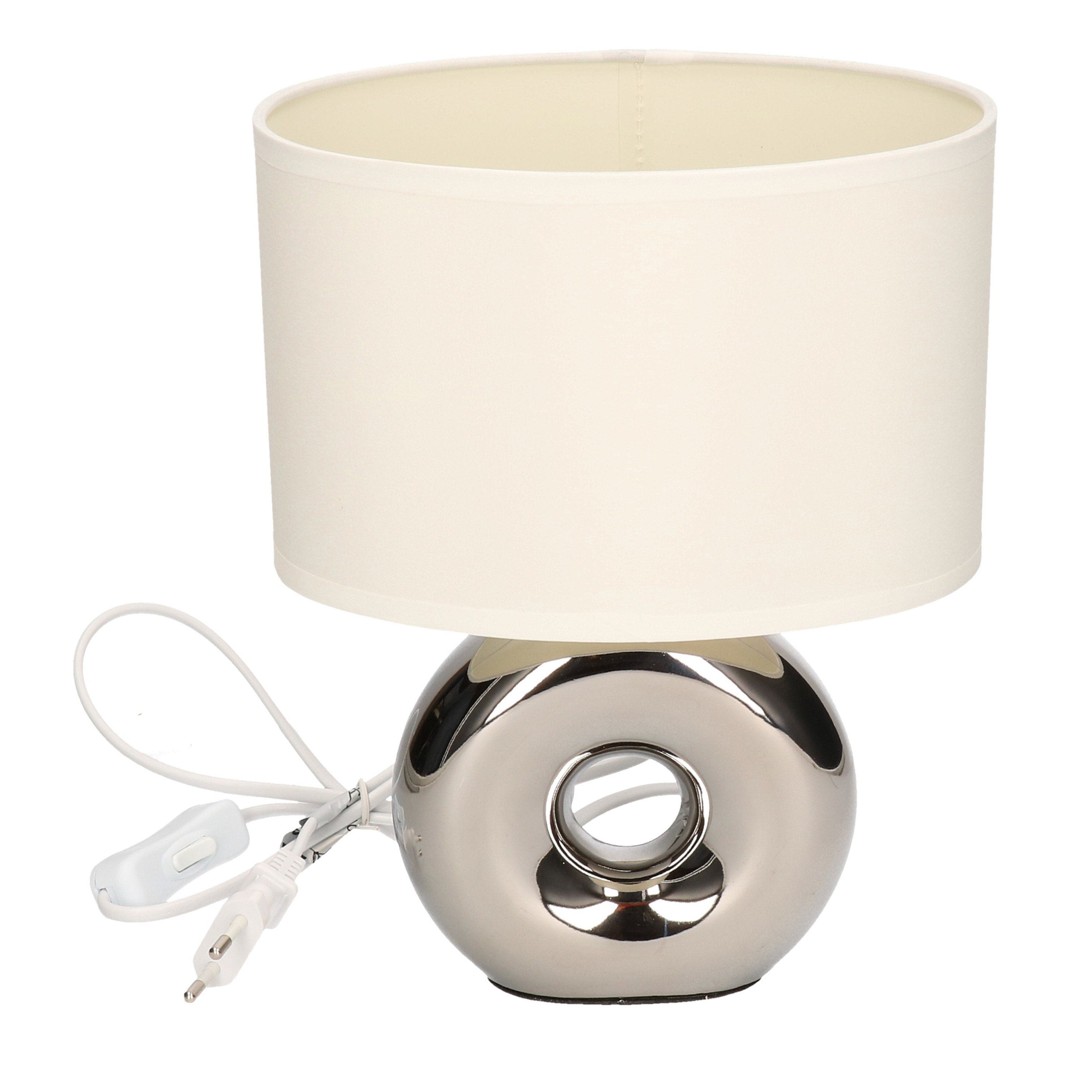 Zilveren tafellamp-schemerlamp porselein 26 cm