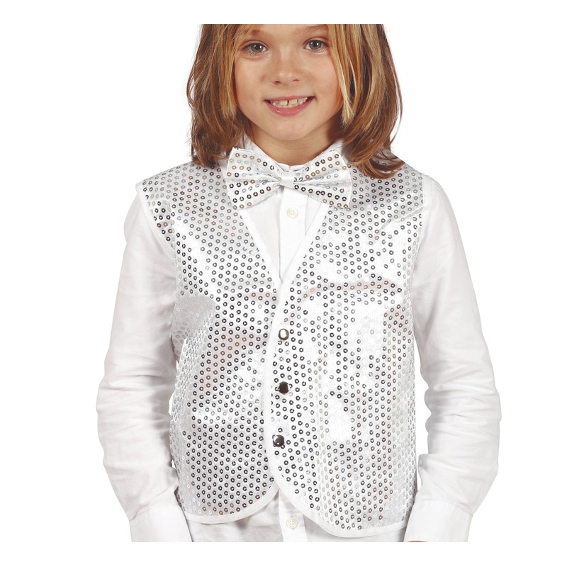 Zilveren verkleed gilet met pailletten voor kinderen