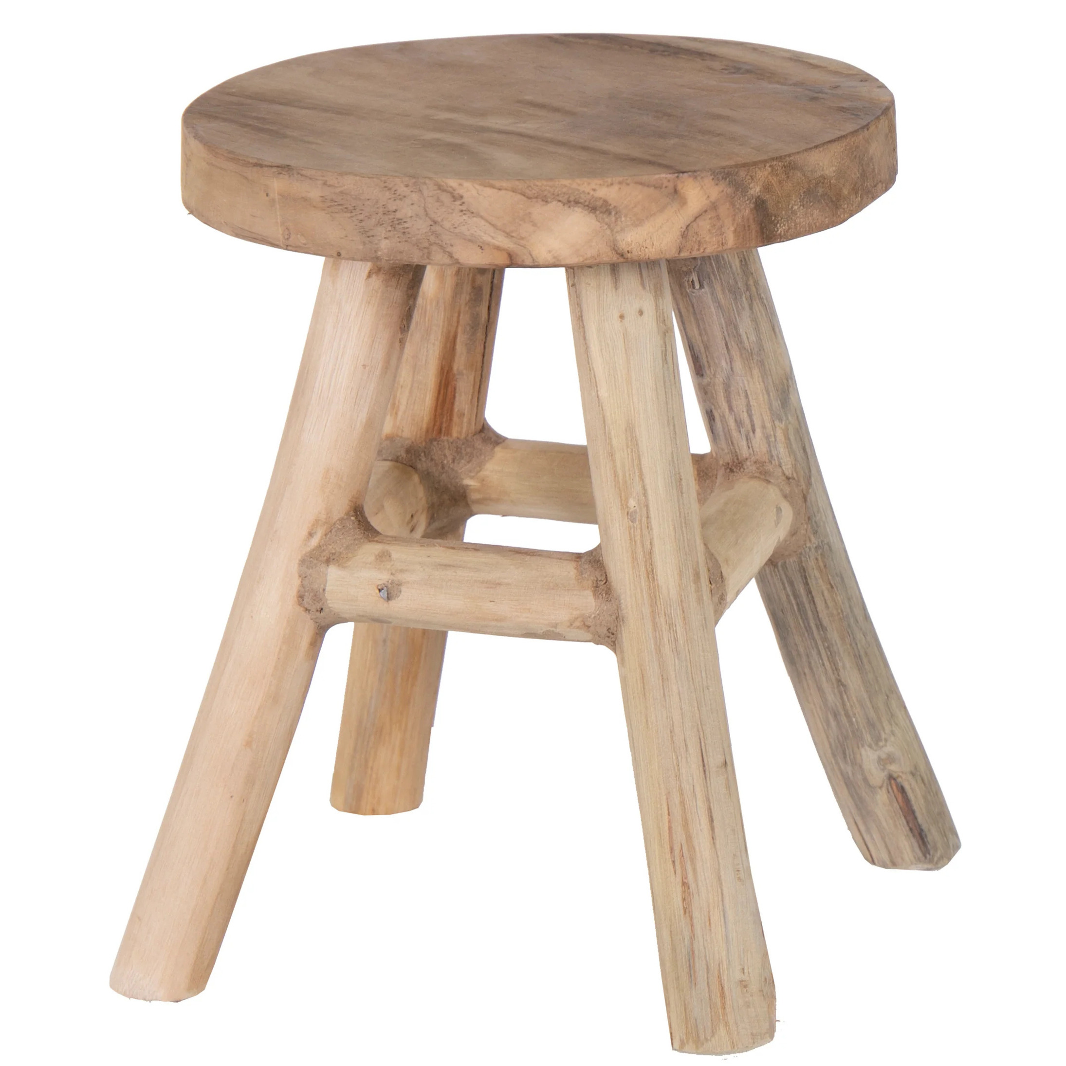 Zit krukje-bijzet stoel teak hout lichtbruin D20 x H25 cm Voor kinderen