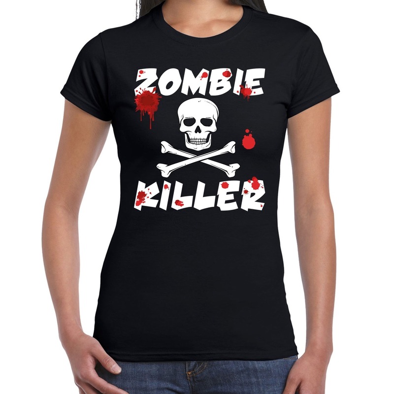 Zombie killer Halloween t-shirt zwart dames