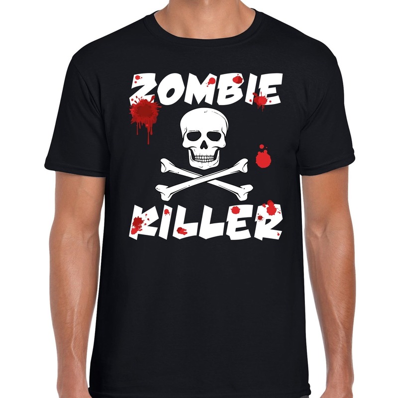 Zombie killer Halloween t-shirt zwart heren