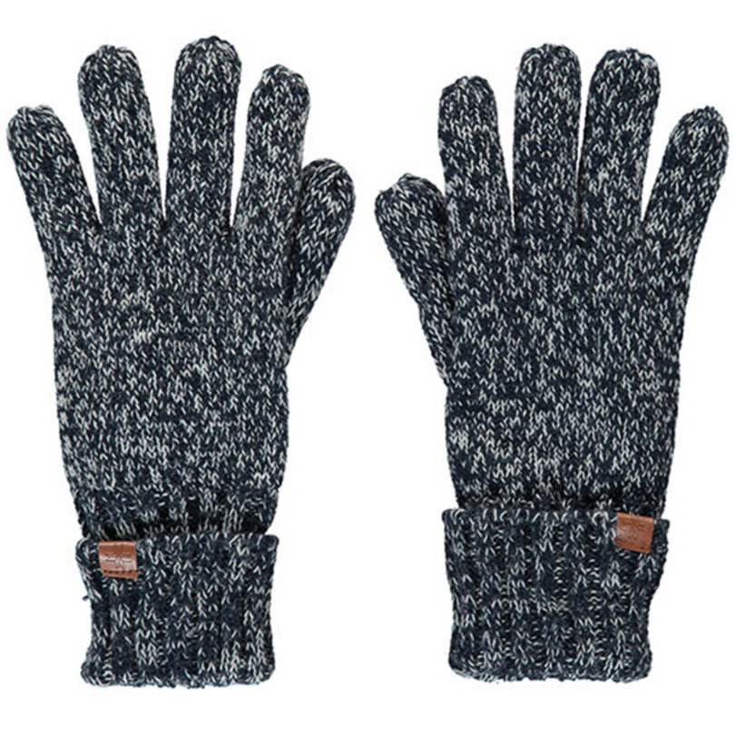 Zwart-navy gemeleerde gebreide handschoenen met fleece voering voor kinderen