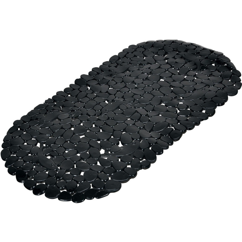 Zwarte anti-slip badmat 36 x 69 cm ovaal