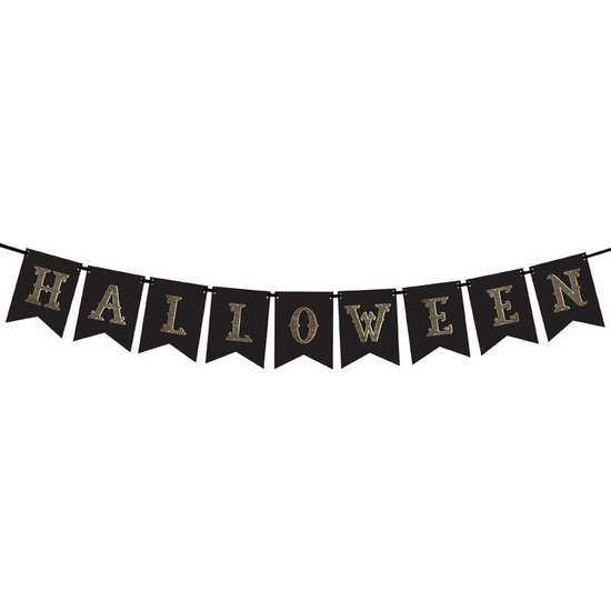 Zwarte Halloween DIY banner vlaggenlijn-slinger 20 x 175 cm