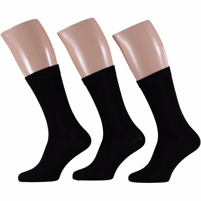 Zwarte heren sokken 6x paar maat 40-46 katoen-polyester