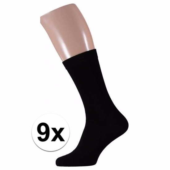 Zwarte heren sokken 9 paar maat 40-46