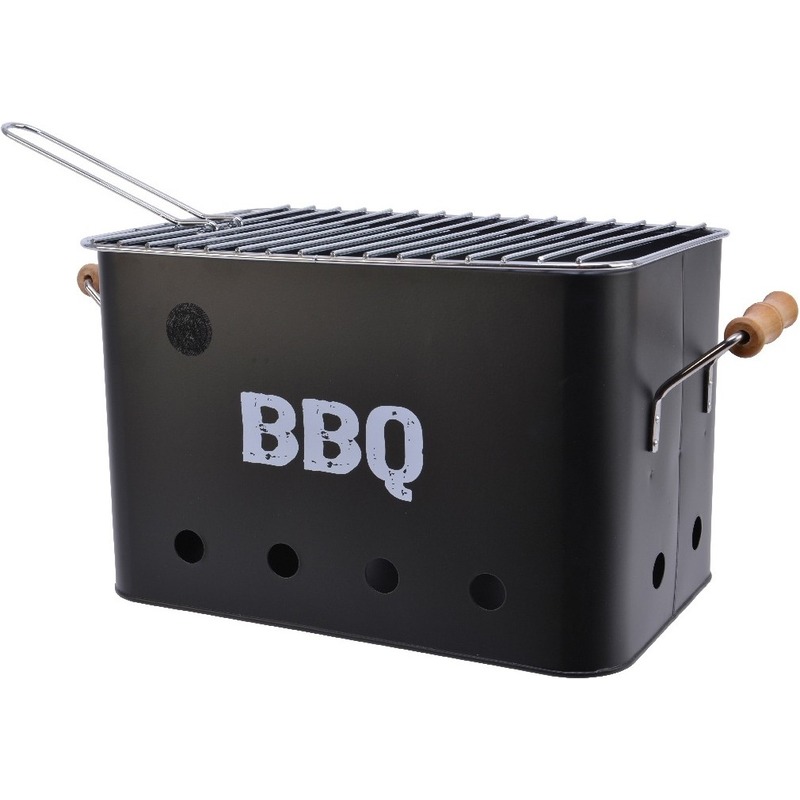 Zwarte houtskool barbecue-bbq emmer 33 x 21 cm rechthoekig